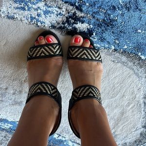 Jimmy Choo black gold sandals